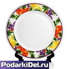 Тарелка d-20см (каемка с рисунком) "Листья+клубника" Тарелка d-20см (каемка с рисунком) "Листья+клубника"