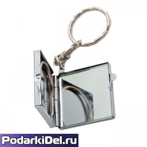 Зеркальце-брелок для ключей, квадрат 4*4см (металл)