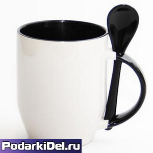 Кружка с ЛОЖКОЙ в ручке (ЧЕРНАЯ) Кружка с ЛОЖКОЙ в ручке (ЧЕРНАЯ)