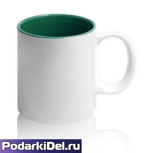 Кружка цветная с ТЕМНО-ЗЕЛЕНОЙ внутренней поверхностью