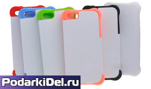 Чехол пластиковый IPhone 5/5S "белый" пр/ударный (матовый) с ЦВЕТНЫМ силиконовым бампером (для вакуумной машины) 