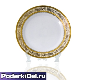 Тарелка d-20см каемка с рисунком (ЖЕЛТОЕ ЗОЛОТО широкий рисунок)