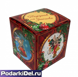 Коробка подарочная для КРУЖКИ "Подарок от Зайчика"