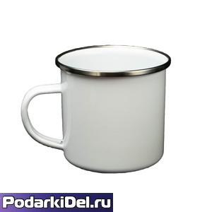 Кружка белая ЭМАЛИРОВАННАЯ, серебро кант Кружка белая ЭМАЛИРОВАННАЯ, серебро кант