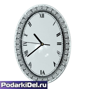 Часы стеклянные овал 23х17см Часы стеклянные овал 23х17см