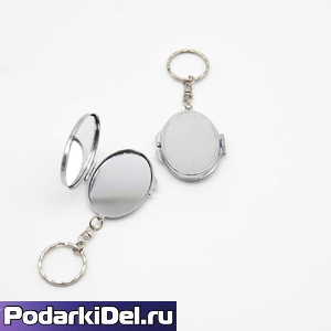 Зеркальце-брелок для ключей, овал (металл)