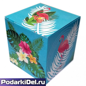 Коробка подарочная для КРУЖКИ "Фламинго с цветами"