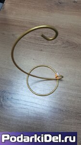 Подставка/держатель для украшений и шаров "ЗАВИТОК" 10х23см, Золото