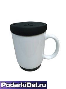 Кружка белая с ЧЕРНОЙ силиконовой крышкой COPY Кружка белая с ЧЕРНОЙ силиконовой крышкой COPY