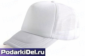 Бейсболка БЕЛАЯ frucker зона под нанесение 180х80мм под СУБЛИМАЦИЯ  (сетка)