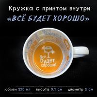 Кружка белая с печатью внутри ВСЕ БУДЕТ ХОРОШО Кружка белая с печатью внутри ВСЕ БУДЕТ ХОРОШО