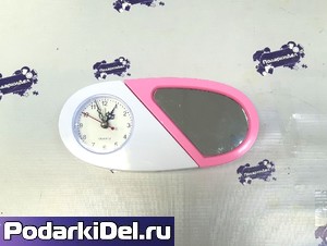 Часы пластиковые СЕРДЦЕ 19,5*9 бело-розовые Часы пластиковые СЕРДЦЕ 19,5*9 бело-розовые