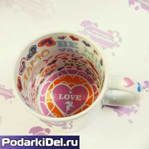 Кружка белая с печатью внутри LOVE 