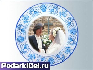 Тарелка белая d-20см с каемкой "Гжель" 