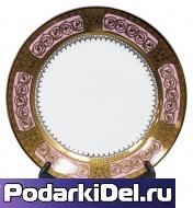  Тарелка белая d-20см с каемкой "Розовое золото"
