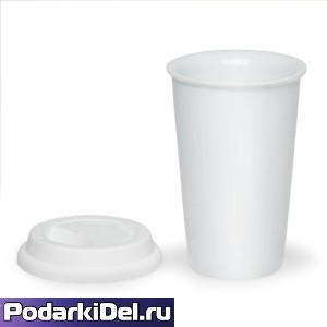 Стакан белый с силиконовой крышкой Стакан белый с силиконовой крышкой