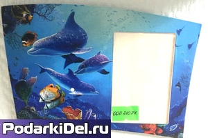 Картонный магнит "Дельфины" (145х101мм) 