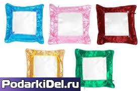 Подушка атласная с наволочкой 21х21см (цвета в ассортименте) 
