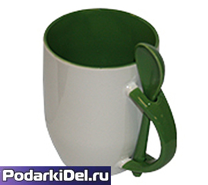 Кружка с ЛОЖКОЙ в ручке (ЗЕЛЕНАЯ) Кружка с ЛОЖКОЙ в ручке (ЗЕЛЕНАЯ)