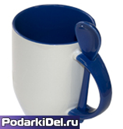Кружка с ЛОЖКОЙ в ручке (СИНЯЯ) Кружка с ЛОЖКОЙ в ручке (СИНЯЯ)