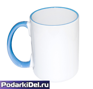 Кружка, цветная ручка + каемка (СИРЕНЕВАЯ)