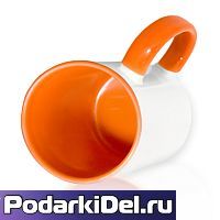 Кружка цветная внутри + цветная ручка (ОРАНЖЕВАЯ) Кружка цветная внутри + цветная ручка (ОРАНЖЕВАЯ)