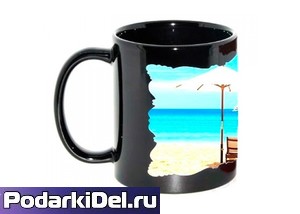 Кружка полноцвет ЧЕРНАЯ (рельефная белая зона под нанесение) 