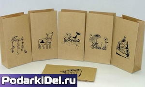 Пакет из крафт-бумаги (16х31х9см.) выдерживает до 70гр.