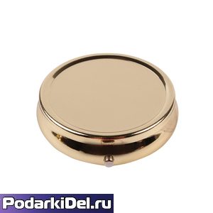 Таблетница+ линза круглая 5см без зеркала Золото Таблетница+ линза круглая 5см без зеркала Золото